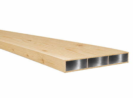 Hliníkový profil 300x20x2 R0,5 s priečkou - imitácia dreva